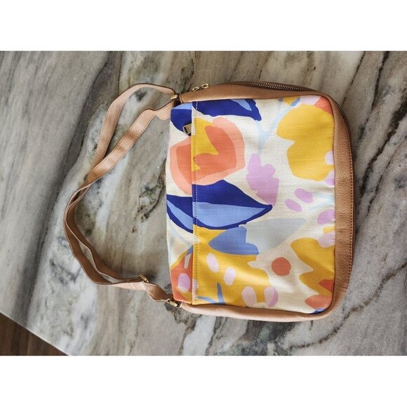 Fossil Preston Floral Canvas and Leather Crossbody‎ Flap Bag Purse Shoulder - Picture 6 of 12